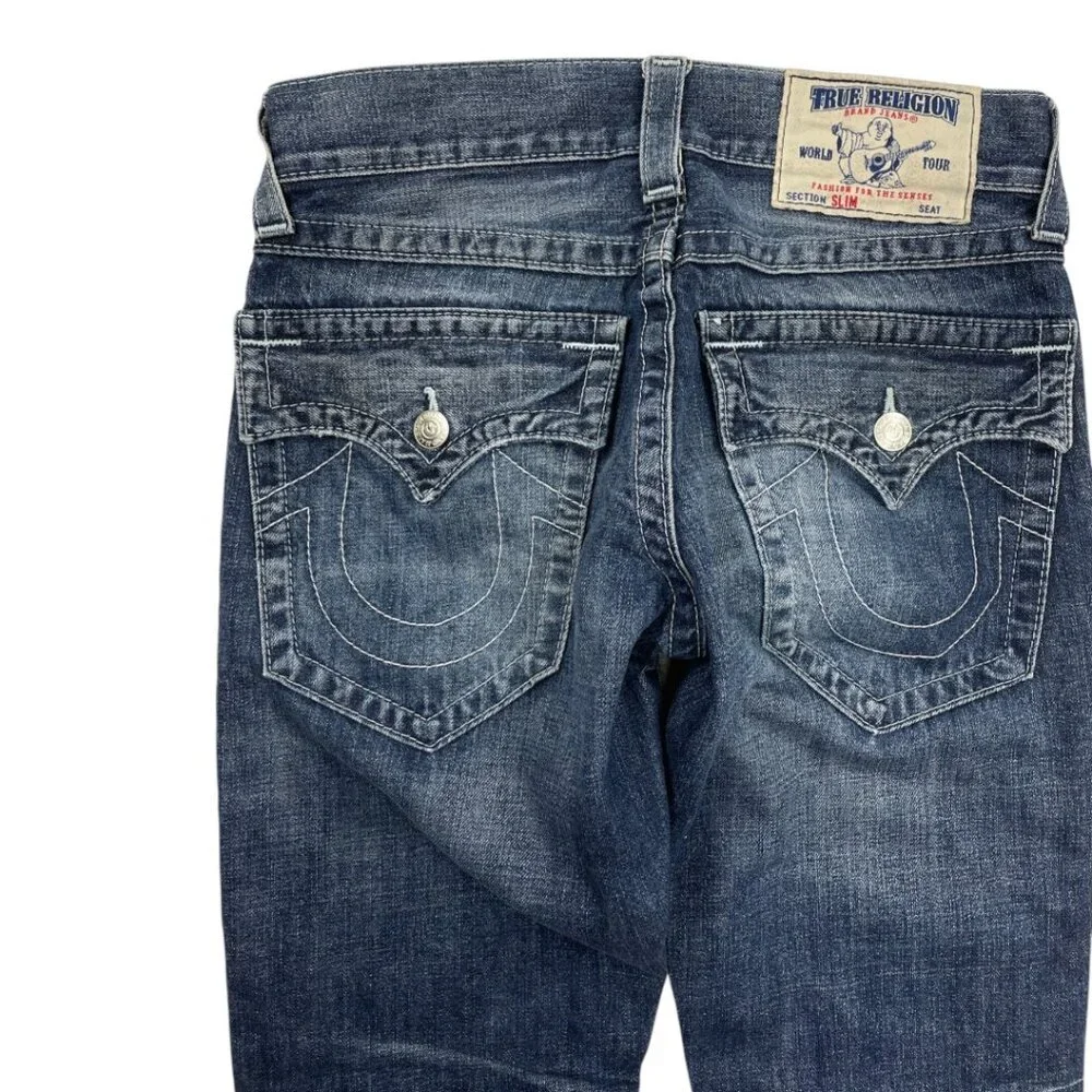 True Religion Distressed Jeans Vintage Slim Straight Women's 28 Fits 32x33 - Picture 5 of 16